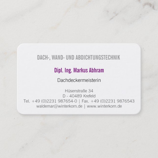 Dachdecker Visitenkarte (Vorderseite)