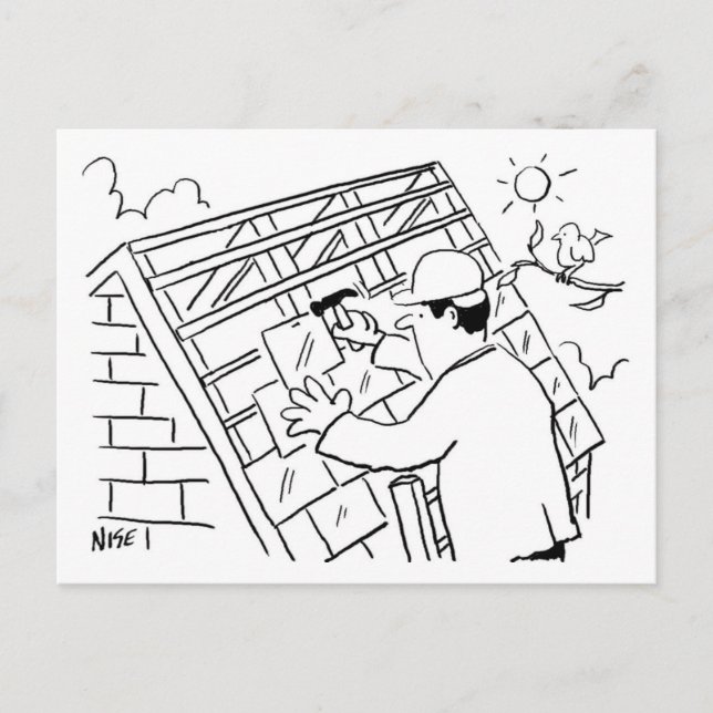 Dachdienstleistungen Cartoon Design Postkarte (Vorderseite)