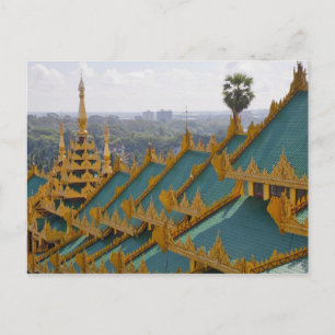 Dächer der Shwedagon-Pagode, Yangon, Myanmar Postkarte