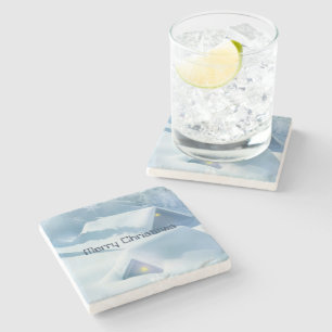 Dächer mit glänzender Schneedecke Steinuntersetzer