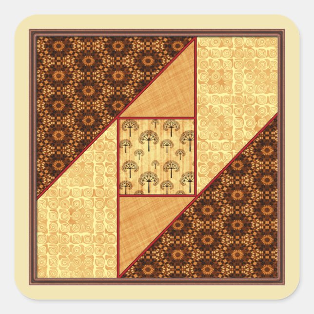 Dachfenster in Rost & Gold Quadratischer Aufkleber (Vorderseite)