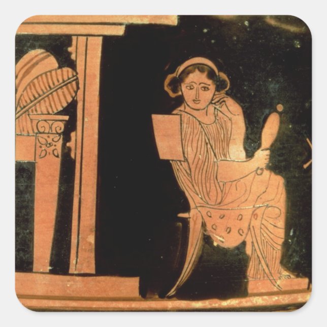 Dachrote Figur mit einer Braut, 5. Quadratischer Aufkleber (Vorderseite)