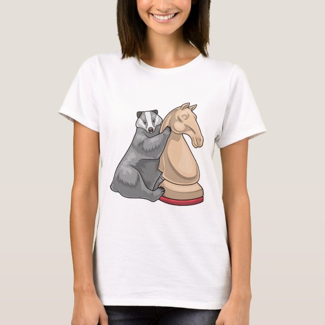 Dachs Schachfigur Springer Schach T-Shirt (Vorderseite)