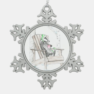 Dachs Schneeflocken Zinn-Ornament