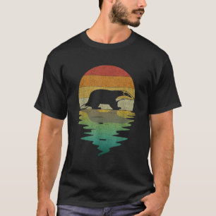 Dachs-Silhouette Sonnenuntergang Retro Vintage 70e T-Shirt