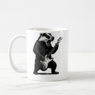Dachs spielt elektrische Gitarre Rockmusikliebhabe Kaffeetasse
