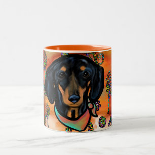 DACHSCHUND SÜDWESTLICHE KUNST ZWEIFARBIGE TASSE