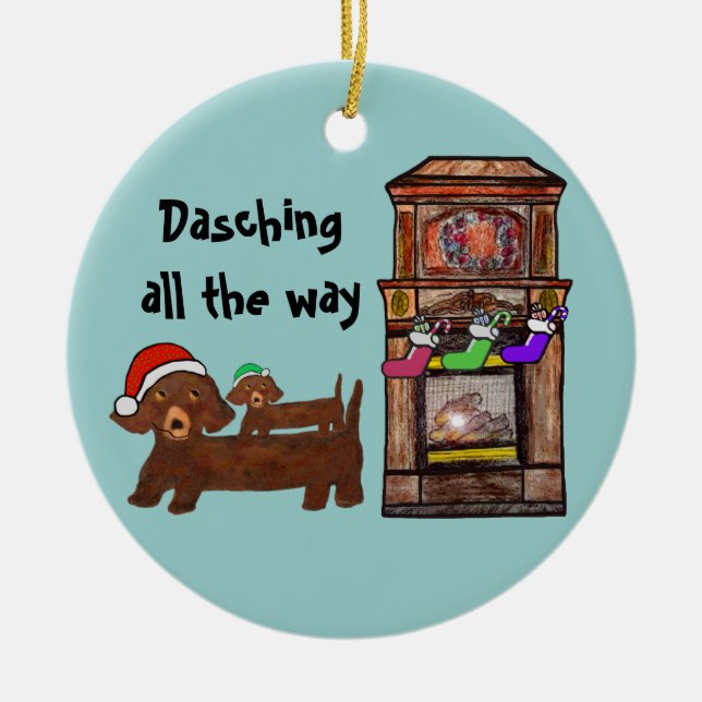 Dachshing vollständig keramik ornament (Vorne)