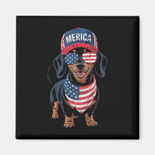 Dachshund 4. Juli US-amerikanische Flagge Doxie Hu Magnet