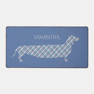 Dachshund à carreaux sur fond bleu personnalisé