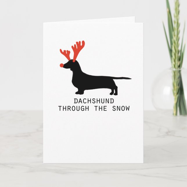 Dachshund À Travers La Carte De Noël Neige (Devant)