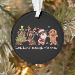 Dachshund à travers la neige chiens de Noël drôles
