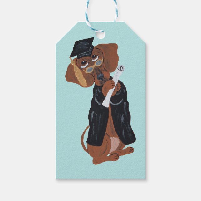 Dachshund-Absolvent Geschenkanhänger (Vorderseite)