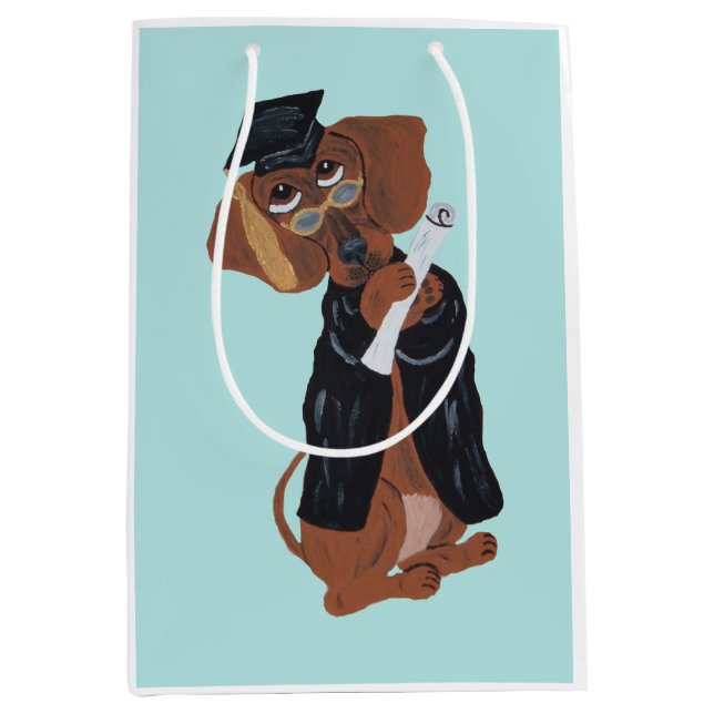 Dachshund Absolvent Mittlere Geschenktüte (Vorderseite)