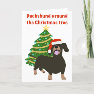 Dachshund amusant Noël et carte de vacances