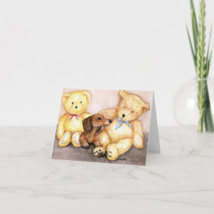"Dachshund and Bear Friends" Carte pour notes d'ar