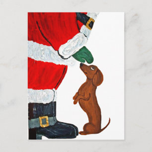 Dachshund And Santa Feiertagspostkarte