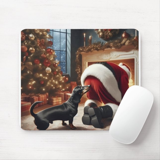 Dachshund and Santa  Mousepad (Mit Mouse)