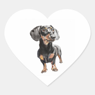 Dachshund Aquarell, Sauhund Wandkunst Herz-Aufkleber