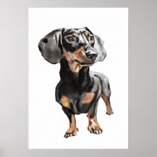 Dachshund Aquarell, Sauhund Wandkunst Poster