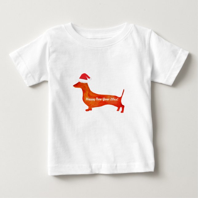 Dachshund aquarelle dessin, T-shirt bébé personnal (Devant)