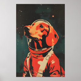 Dachshund-Astronautenposter, Dachshund-Retro-Druck Poster