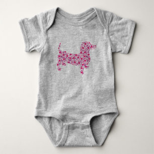 Dachshund aus rosa Herzen Baby Strampler