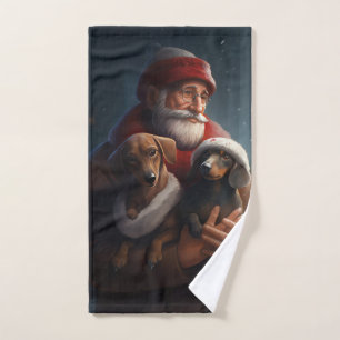 Dachshund Avec Noël Festif Du Père Noël