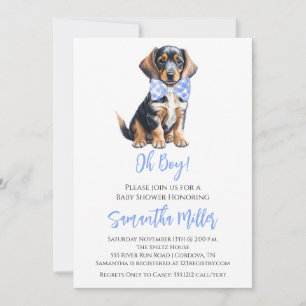 Dachshund Baby Boy Shower Invitation