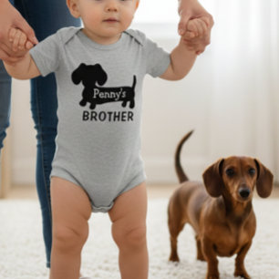 Dachshund-Baby-Bruder personalisiert mit Namen  Baby Strampler
