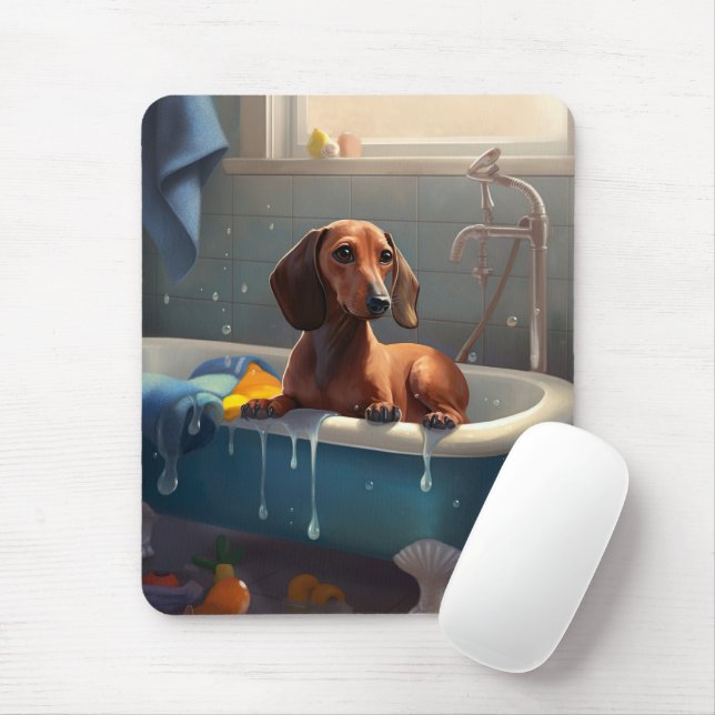 Dachshund Badezeit Spaß  Mousepad (Mit Mouse)