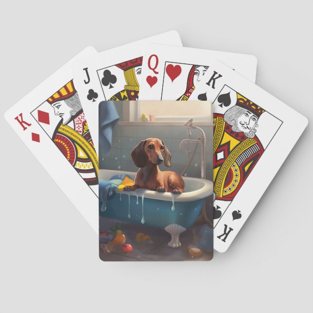 Dachshund Badezeit Spaß  Spielkarten (Rückseite)