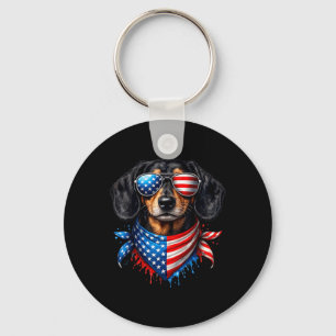 Dachshund-Bandana 4. Juli Patriotische Hundebesitz Schlüsselanhänger
