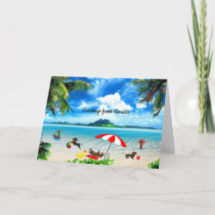 Dachshund Beach Carte de voeux N'importe quelle oc