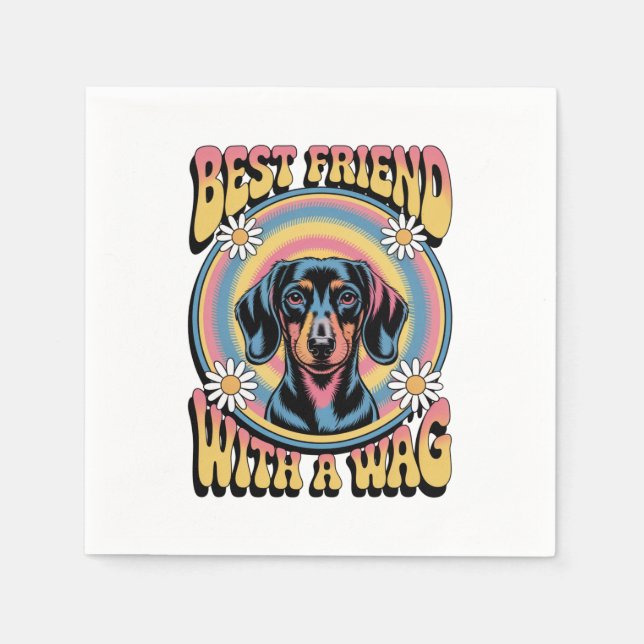 Dachshund Bester Freund Mit Einem Schwanzwedeln Serviette (Vorderseite)