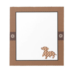 Dachshund Brauner Strick-Kariert Notizblock