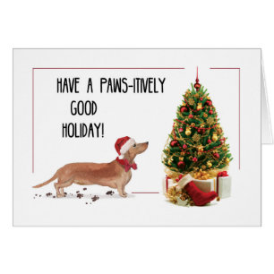 Dachshund Brun Drôle Noël Chien avec Arbre