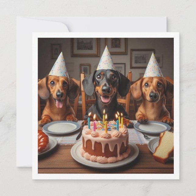 Dachshund carte d'anniversaire, Dachshund carte, D (Devant)
