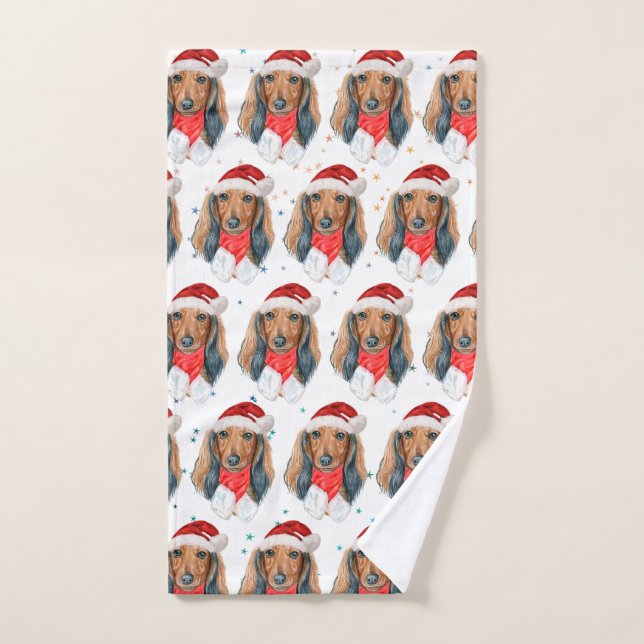Dachshund Chien race Noël (Serviette à main)