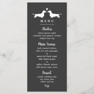 Dachshund Chien Silhouettes Mariage Dîner Menu