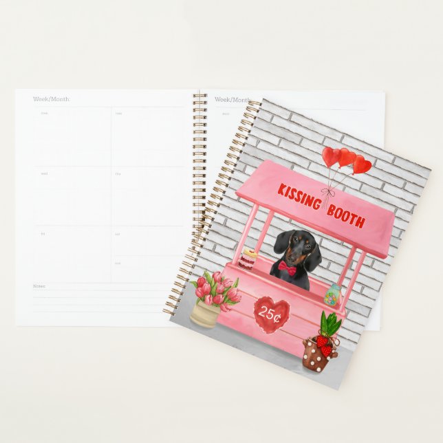 Dachshund Chien Valentine's Day Kissing Booth (Devant avec enveloppe)