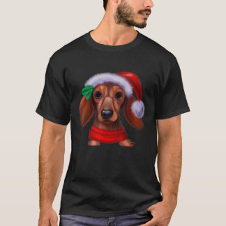 Dachshund Chiweenie Wiener Hund Santa Claus Hut Ch T-Shirt