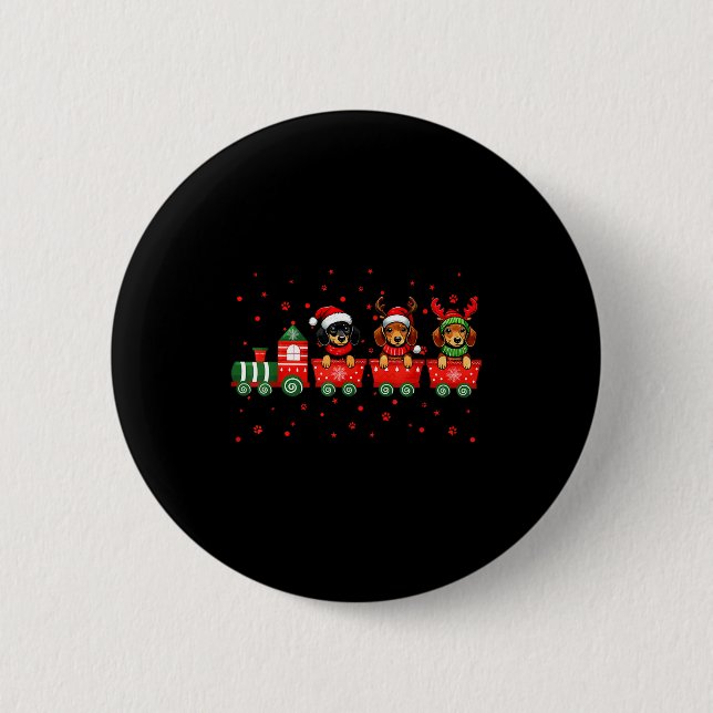 Dachshund Christmas Dog Lights Santa Xmas Pet Dog  Button (Vorderseite)