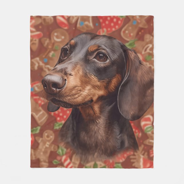 Dachshund christmas fleecedecke (Vorderseite)