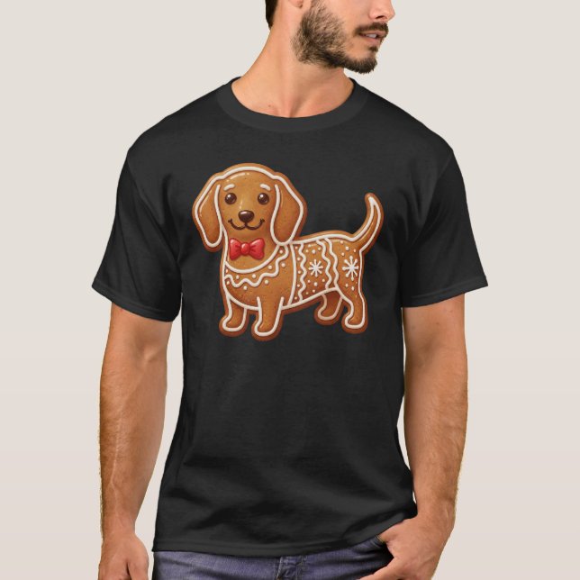 Dachshund Christmas Gingerbread holiday winter sea T-Shirt (Vorderseite)