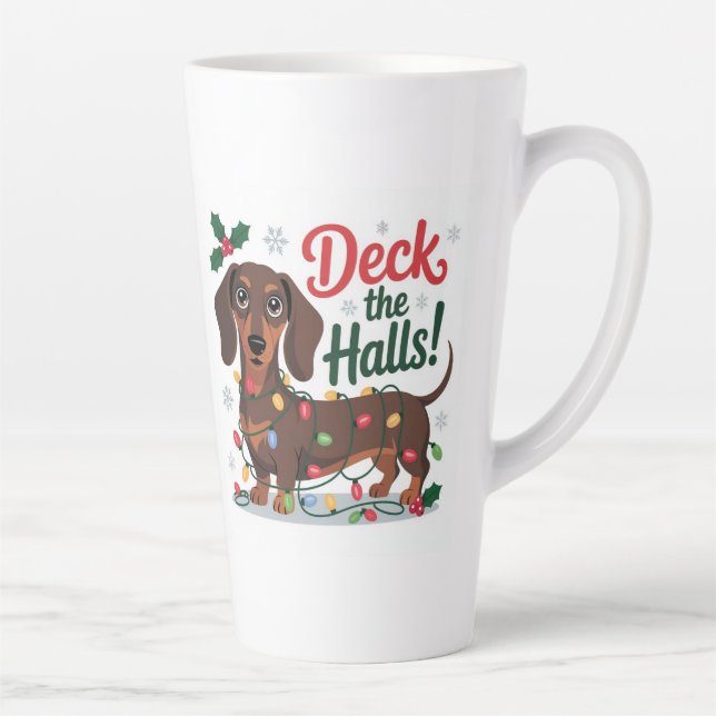 Dachshund Christmas Mug – Deck the Halls Holiday  Milchtasse (Rechts)