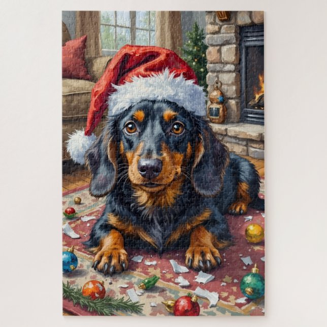 Dachshund Christmas Ornament Destroyer Hat (Vertikal)
