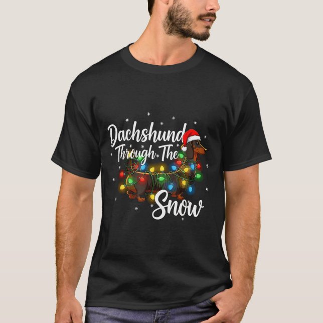 Dachshund Christmas Pajamas Shirt Dachshund Throug (Vorderseite)