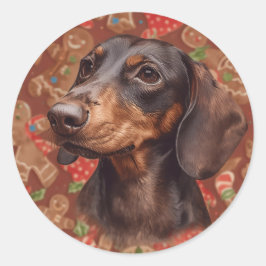 Dachshund christmas runder aufkleber