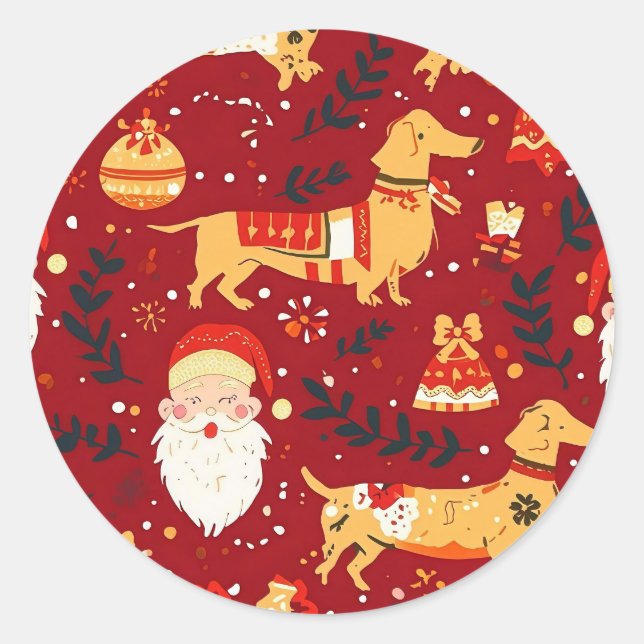 Dachshund christmas runder aufkleber (Vorderseite)